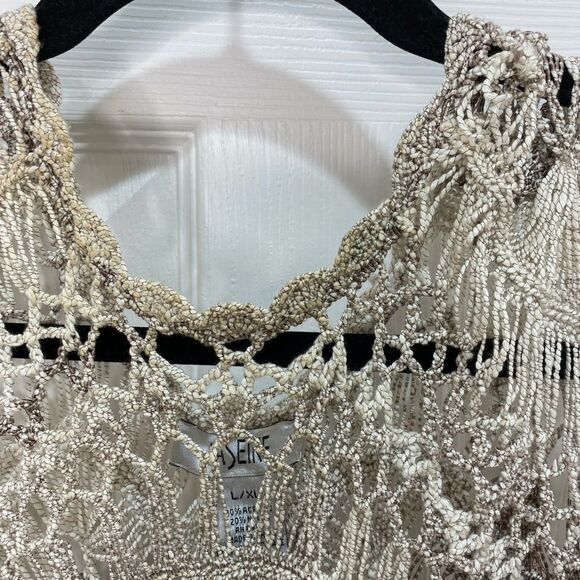 LaSeine knit crocheted sleeveless pullover sweater coverup, large/x large - Picture 5 of 11